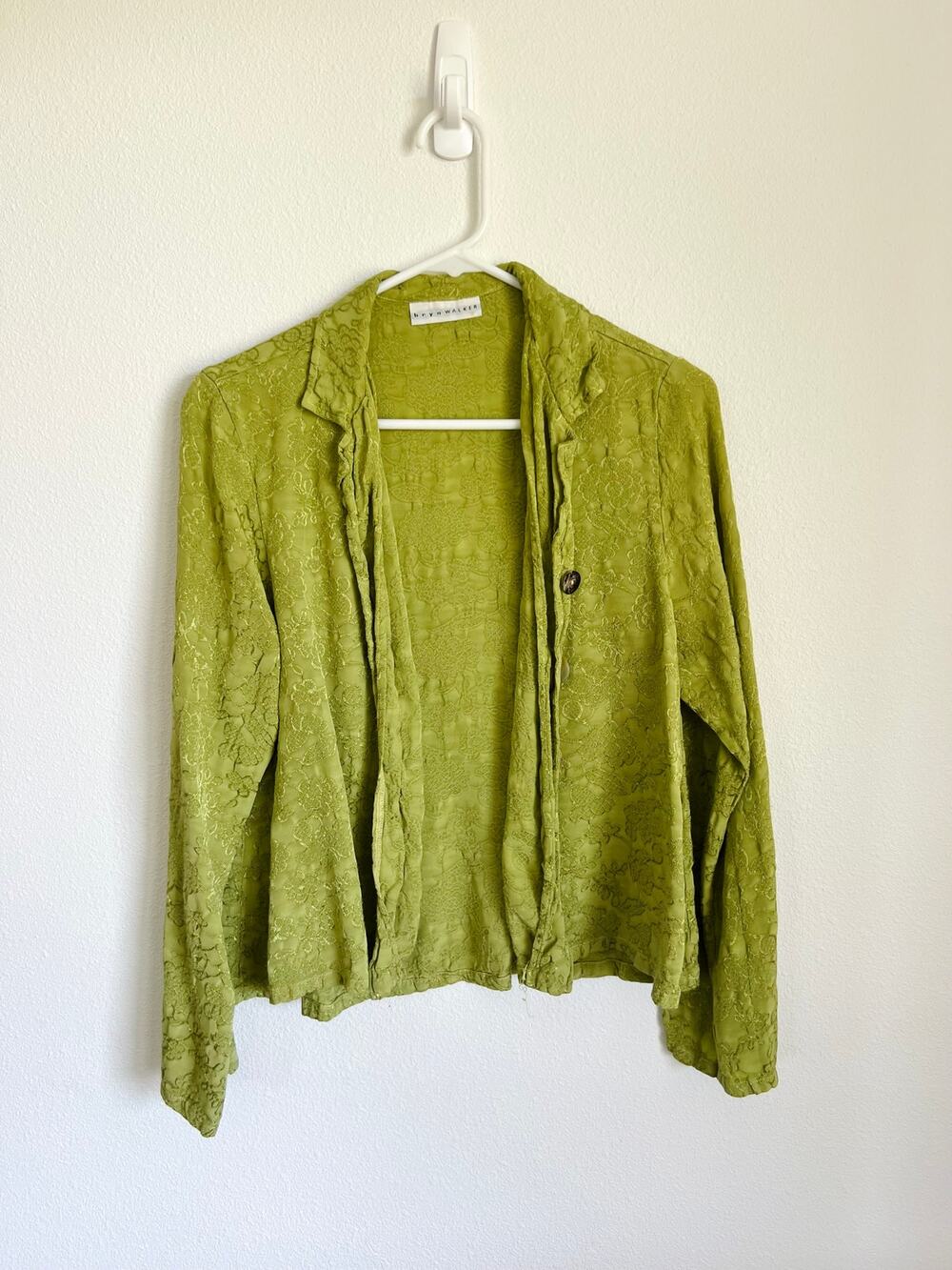 Vintage Bryn Walker Green Floral Embroidered Blouse Women's Small